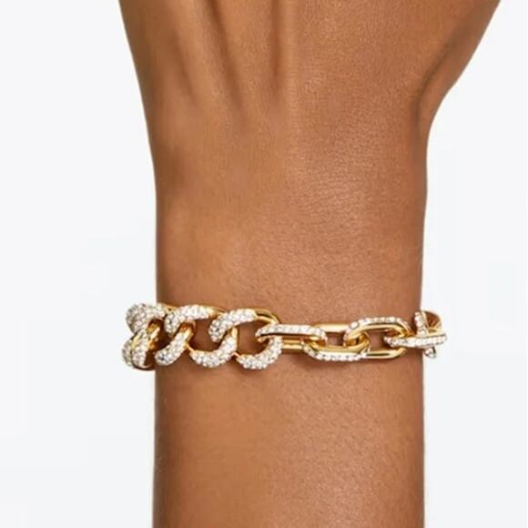 Swarovski Gold-Tone Crystal Chain Link Dextera Bracelet Gold - Picture 2 of 2